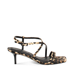 Sandalia con tacón mujer leopardo en satén, Primadonna, 25M742901RSLEMA035, 001a