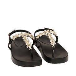 Sandali infradito gioiello neri, Primadonna, 214920601EPNERO038, 002a