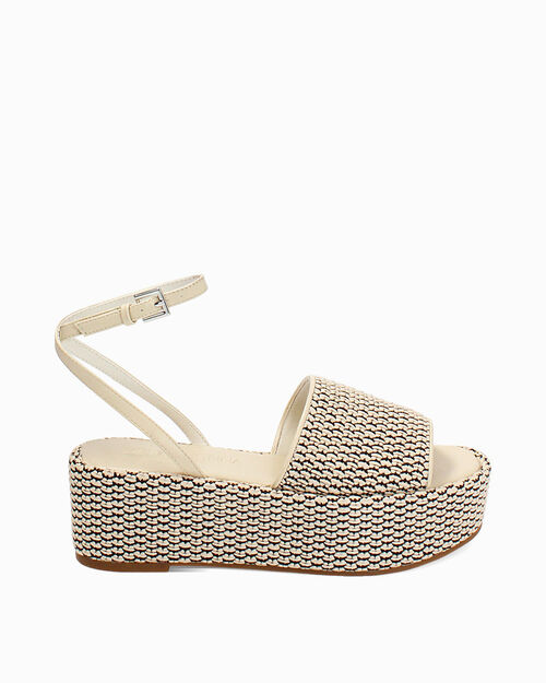 Zeppe donna panna nere in raffia, 