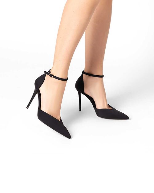 D&eacute;collet&eacute; open shank nere con tacco 10 cm, BLACK