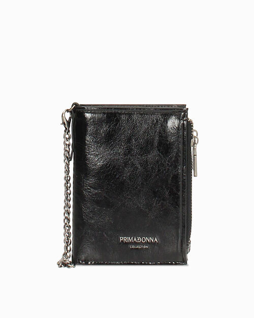 Cartera negra brillante con cadena, BLACK