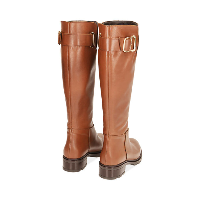 Stivali top cognac pelle