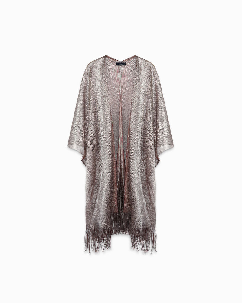 Poncho donna champagne in tessuto glitterato image number null