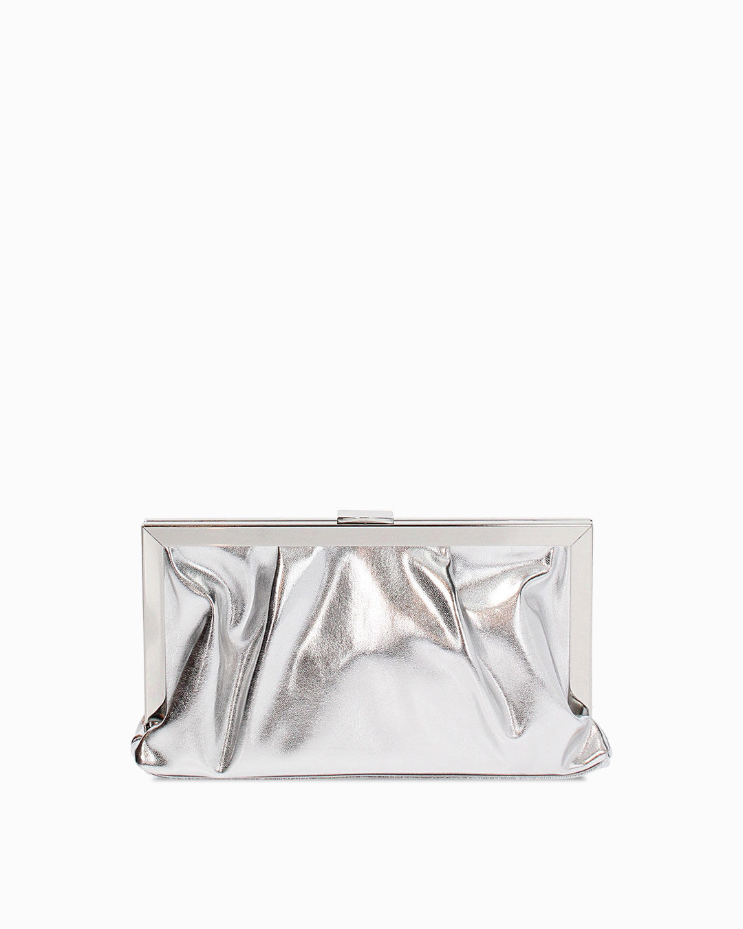 Pochette argento scintillante con tracolla removibile