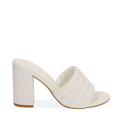 Mules bianche, tacco 9 cm , Scarpe, 192713003EPBIAN035, 001a