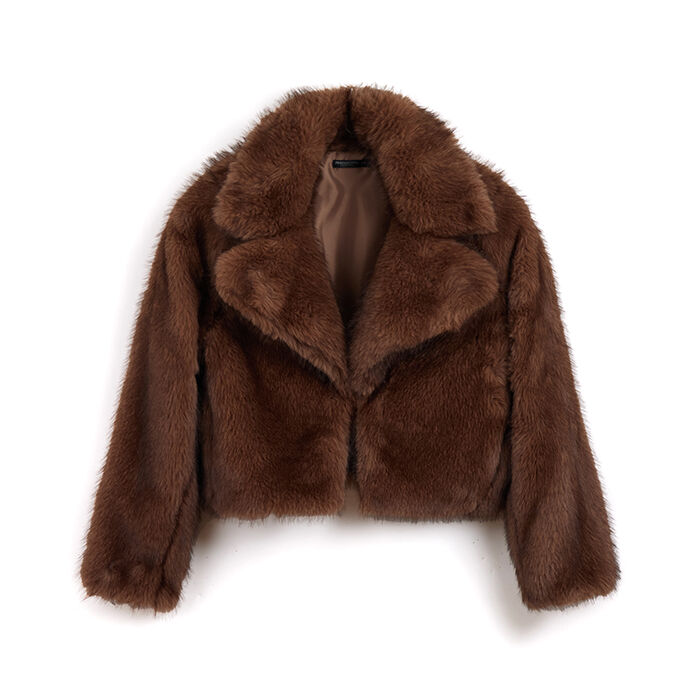 Cappotto corto in pelo sintetico marrone, Primadonna, 261902423FUMARRM
