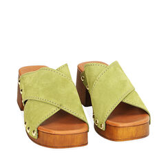 Sandali verdi in camoscio, tacco 5,5 cm, Primadonna, 214314255CMVERD037, 002a