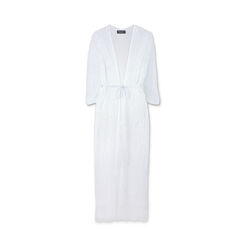 Poncho donna bianco in tessuto con cintura, Primadonna, 25B450102TSBIANUNI, 001 preview