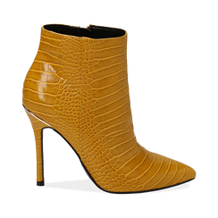 Ankle boots gialli stampa cocco, tacco 11 cm ,