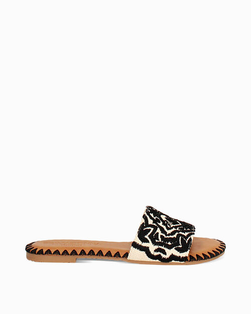 CHAUSSURES POUR FEMMES FLAT RAFFIA NERO, BLACK