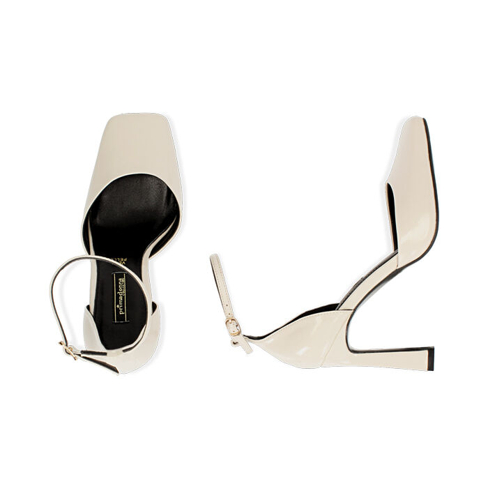 Ilga decollété slingback in pelle color panna| Atelier Rangoni