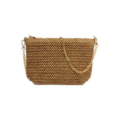 Tracolla in paglia marrone con intrecci oro, Primadonna, 25J904762PGMAORUNI, 001 preview