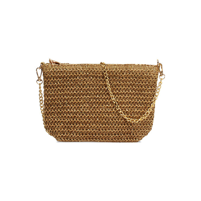 Tracolla in paglia marrone con intrecci oro, Primadonna, 25J904762PGMAORUNI