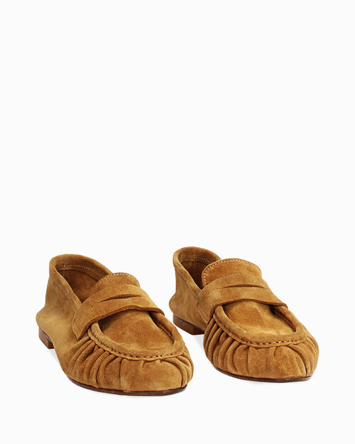 Mocassino in camoscio cognac, COGNAC