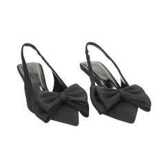 Décolleté slingback donna nere con fiocco, tacco 5,5 cm, Primadonna, 252115911LYNERO035, 003 preview
