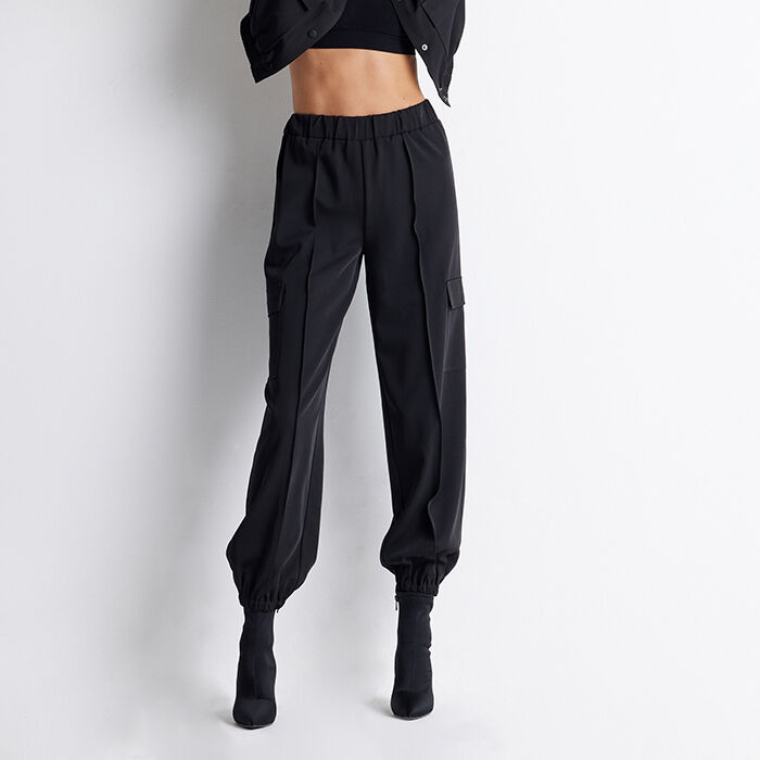 Pantaloni donna neri in tessuto Primadonna Collection