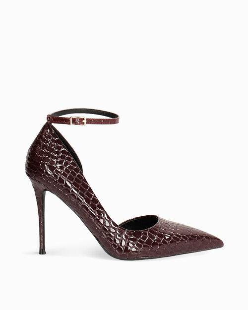 Escarpin ajour&eacute; bordeaux avec talon de 10,2 cm, BURGUNDY