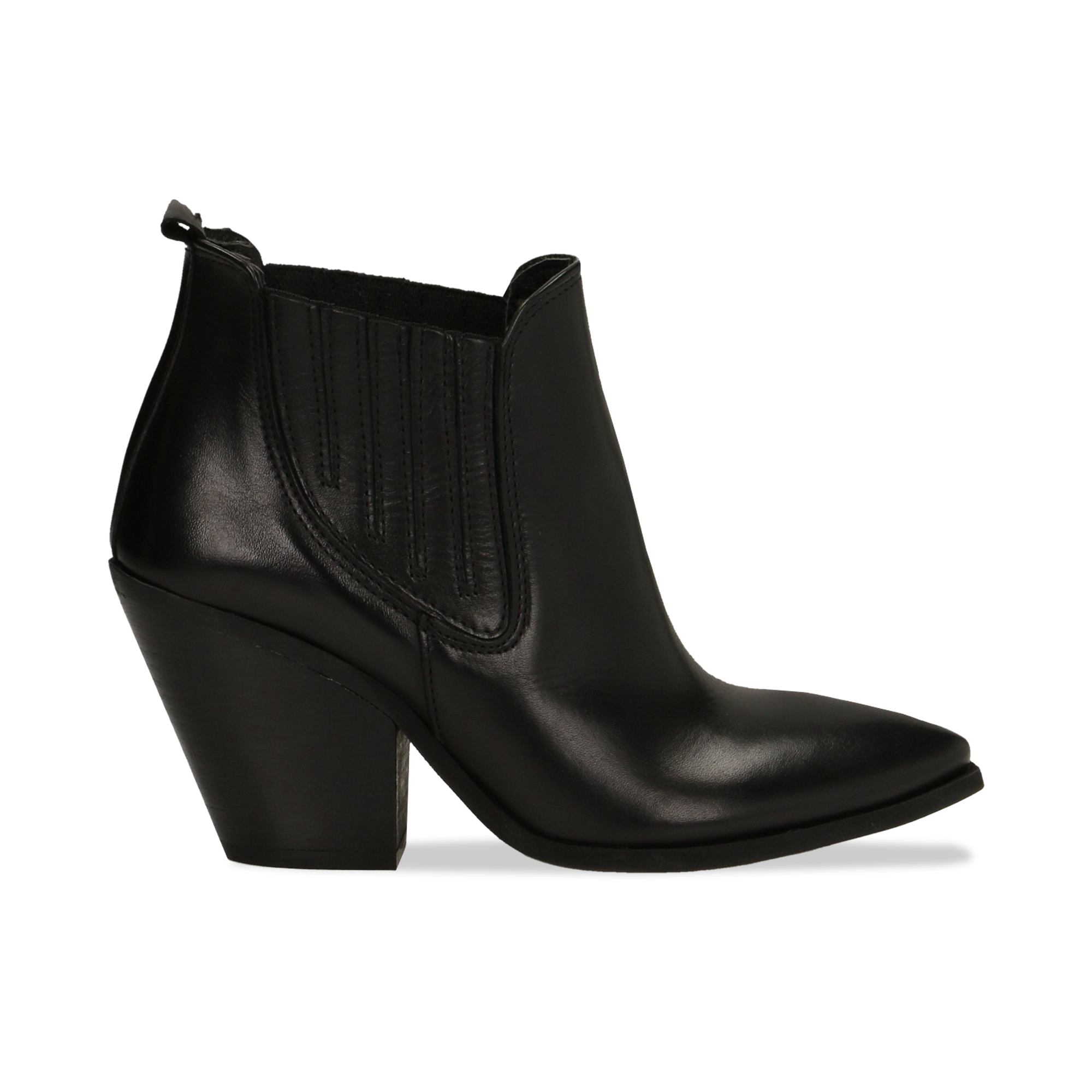 Stivaletti Camperos neri in vera pelle con banda elastica, tacco 8,5 cm |  Primadonna Collection