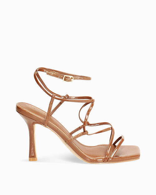 Sandali marroni tacco 9 cm, BROWN