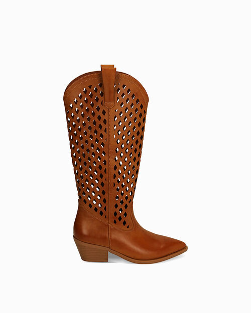 WOMEN SHOES BOOTS ECO-LEATHER COGN, COGNAC