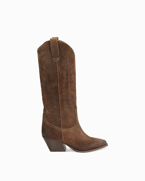 Stivali texani tacco 6,5 cm, DK BROWN