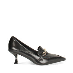 Mocassini lucidi neri con tacco di 5,8 cm, Primadonna, 264934907EUNERO035, 001a