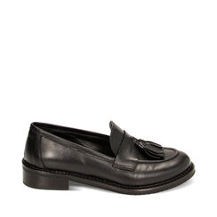 Mocassini neri in pelle con nappina, Primadonna, 22A503025PENERO035, 001a