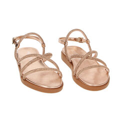 Sandales plates rose-or en laminé avec pierres, Primadonna, 232734210LPRAOR035, 002 preview