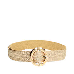 Cinturón de mujer dorado de rafia, Primadonna, 25B400038RFOROGUNI, 001a
