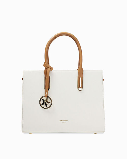 Bolso de mano crema con bandolera removible, CREAM