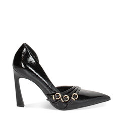 Décolleté open shank nere in naplak, tacco 10,3 cm, Primadonna, 242106108NPNERO037, 001a