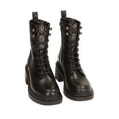 Botas militares negras con cremallera, 200638208EPNERO036, 002a