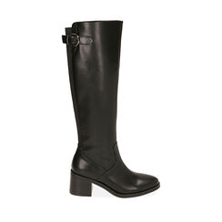 Stivali neri con fibbia, tacco 6,5 cm , Special Price, 203080041EPNERO036, 001a