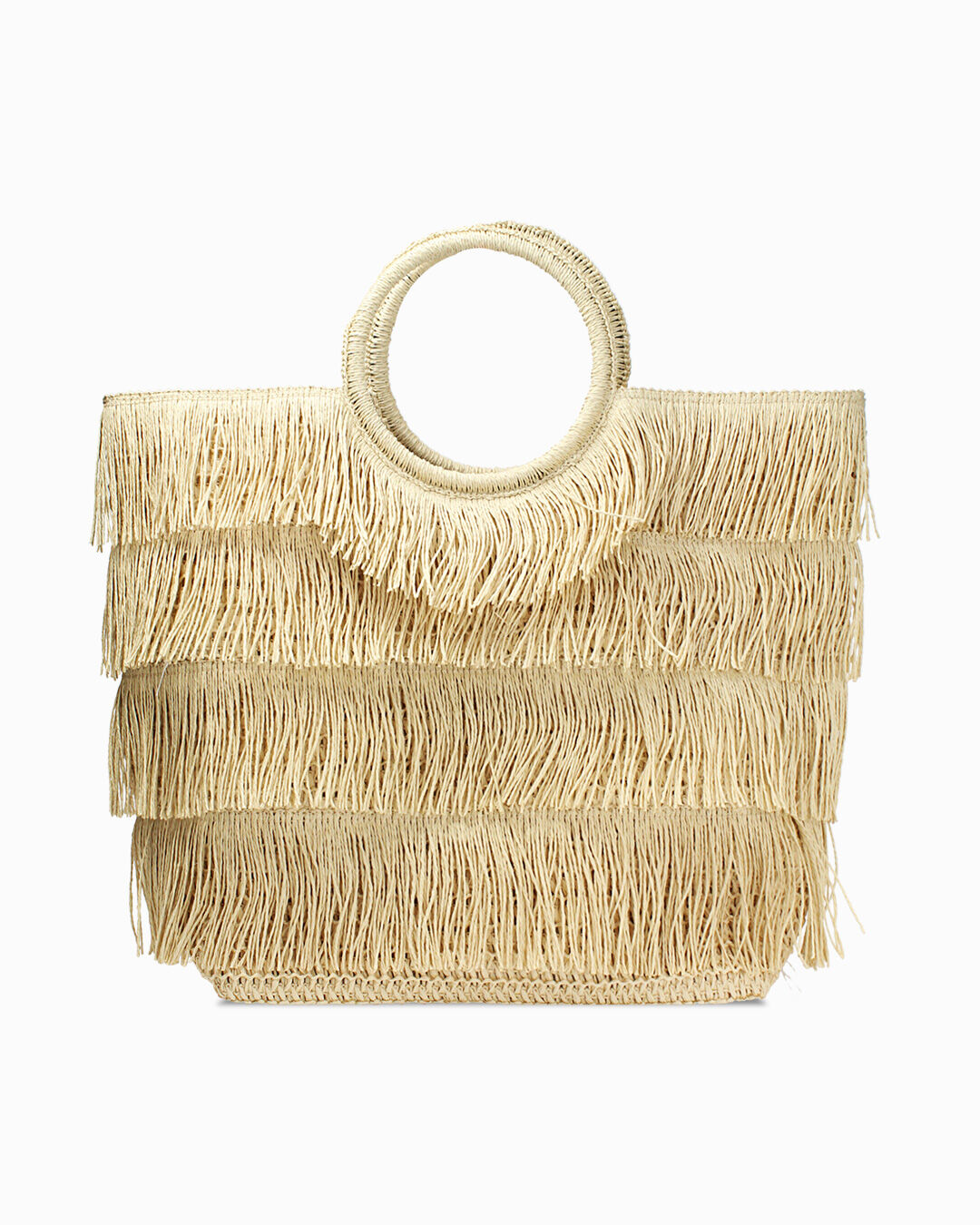Borsa mare con frange beige