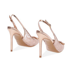 Décolleté slingback donna rosa in pizzo, tacco 11 cm, Primadonna, 252102074TSROSA035, 004 preview