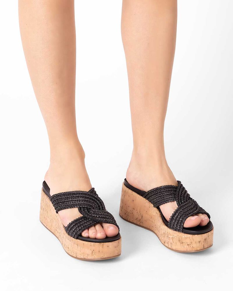 Zeppe donna nere in raffia image number null