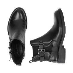 Chelsea boots neri in eco-pelle con cinturino, Stivaletti, 14A776160EPNERO036, 003 preview