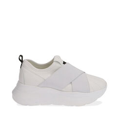 Sneakers blancas, cuña 6 cm, REBAJAS, 172832121EPBIAN041, 001a