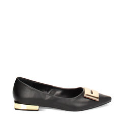 Ballerine nere con placca oro, Primadonna, 244934663EPNERO035, 001a