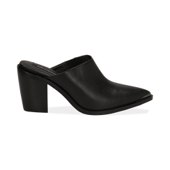 Mules nere in eco-pelle, tacco 8 cm ,