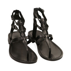 Sandali infradito neri in pelle, Primadonna, 21B814022PENERO035, 002 preview