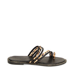 Sandalias bajas negras y leopardo con piedras, Special Price, 234965518ETNELE035, 001a