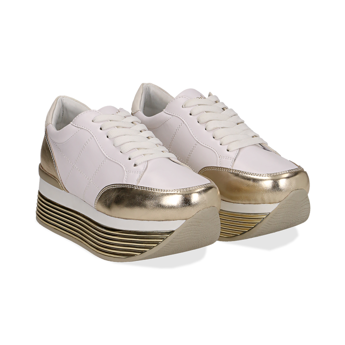 live share Apparently Sneakers bianche in eco-pelle con platform oro donna | Primadonna Collection
