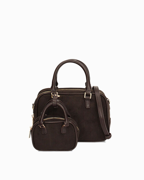 Mini bag marr&oacute;n oscuro con bandolera removible, DK BROWN