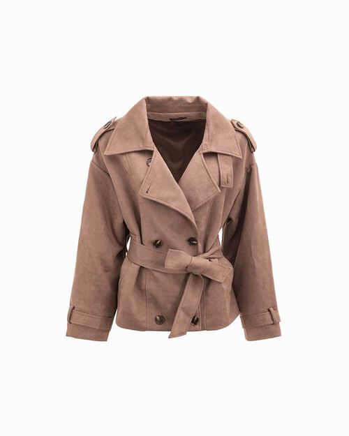 Trench taupe avec ceinture r&eacute;glable, TAUPE