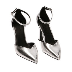 Décolleté cinturino argento, tacco 9,5 cm, Primadonna, 222159707LMARGE035, 002a