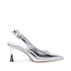 Décolleté slingback donna argento, tacco 7,5 cm, Primadonna, 252141101LMARGE035, 001a