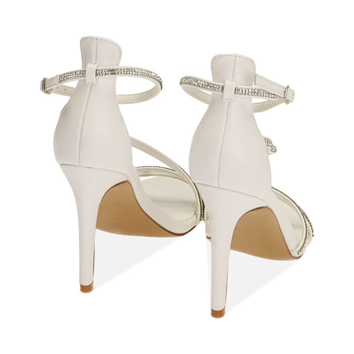 Sandali donna bianchi con strass, tacco 10 cm Primadonna Collection