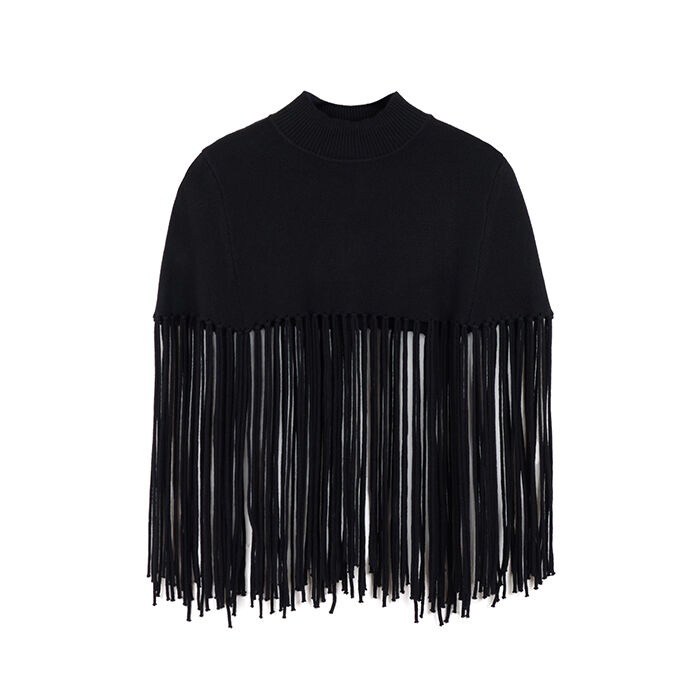 Poncho en tissu noir avec des détails sophistiqués, Primadonna, 26B483106TSNEROUNI