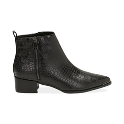 Camperos neri in eco-pelle , stampa cocco, tacco 4,5 cm ,